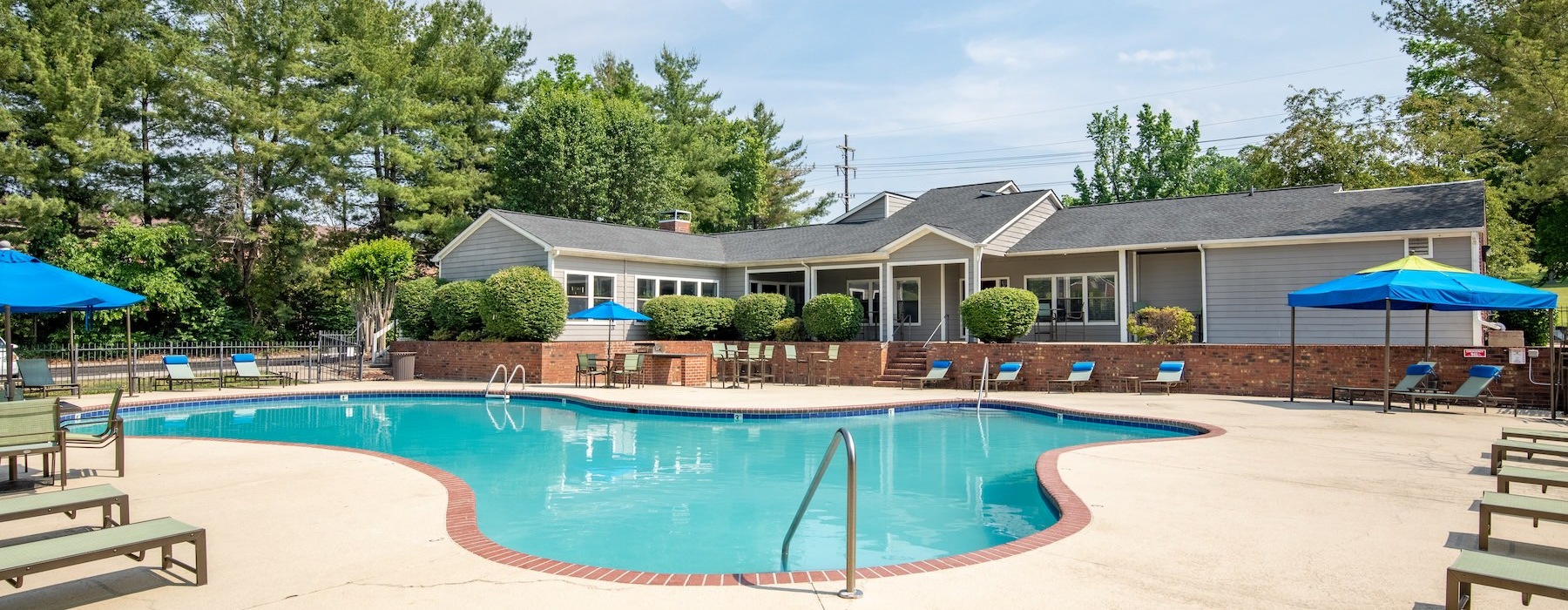 a swimming pool in a courtyard