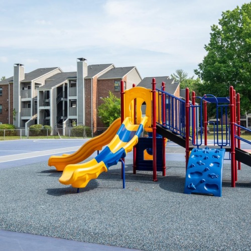 a playground with a slide